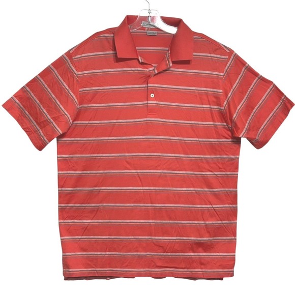 Martin Other - Martin Polo Shirt Men Orange Stripe Short Sleeve‎ Pima Golf Athleisure Dadcore L